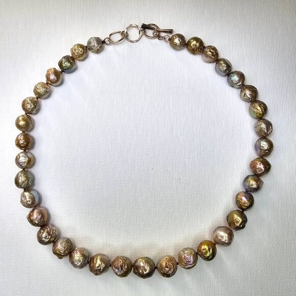 17" Pond Slime Kasumi Pearl Choker Princess Necklace by Freshwater Creations - Picture 4 of 10